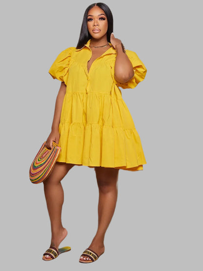 Lana Luxe – Puff Sleeve Swing Shirt Dress